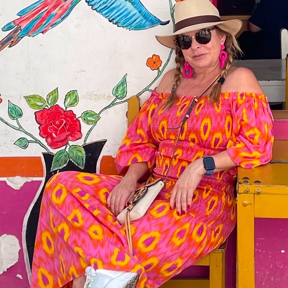 Zara Orange Smocked Tiered Sundress with Puff Sleeves brand new - Picture 4 of 5